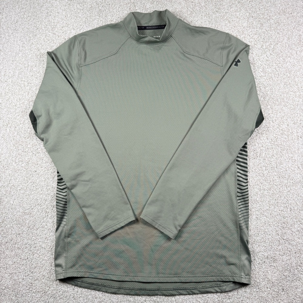 Under Armour ColdGear Reactor Shirt Mens Large Green Fitted Mock Neck